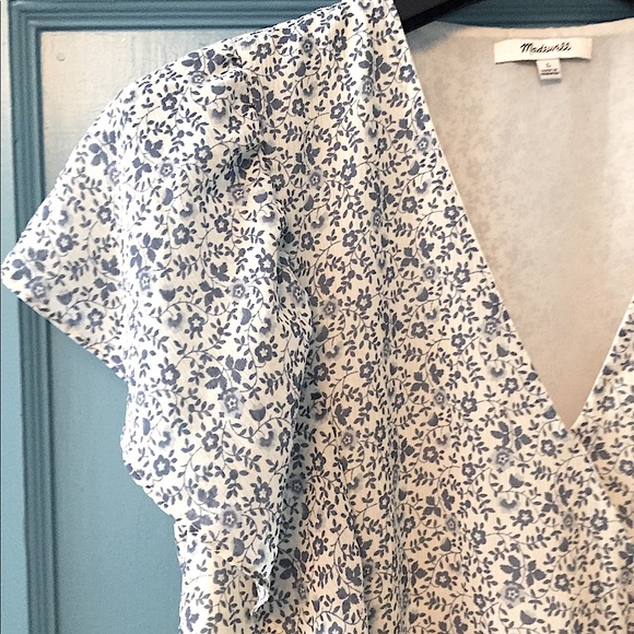 Madewell Wedgewood Blue/Egg Shell Floral Blouse - Picture 4 of 16